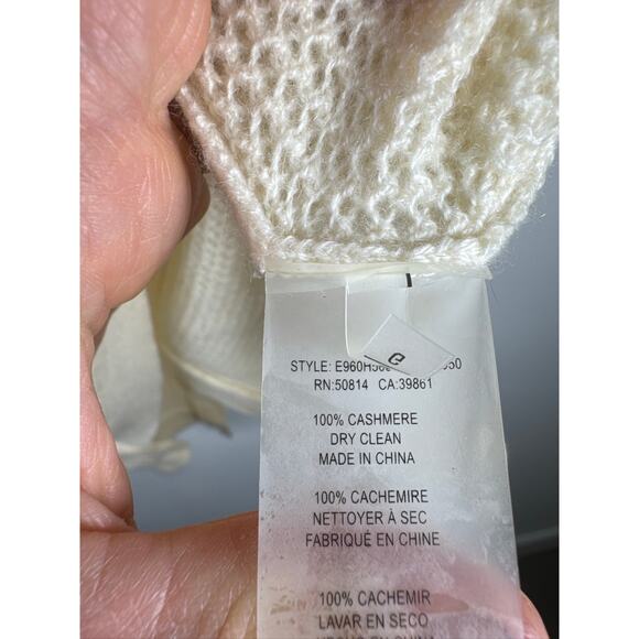 Elie Tahari 100% Cashmere Open Knit Cowl Neck Open Back Sweater - Cream, L - Picture 3 of 7